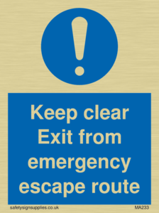 MA233: keep clear exit from emergency escape route