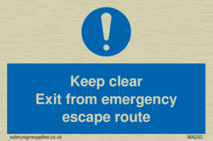 MA233: keep clear exit from emergency escape route