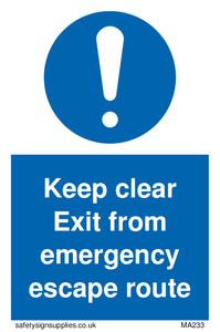 MA233: keep clear exit from emergency escape route