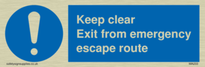MA233: keep clear exit from emergency escape route