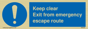 MA233: keep clear exit from emergency escape route