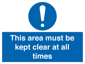 MA237: this area must be kept clear at all times