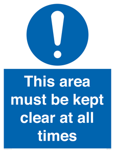 MA237: this area must be kept clear at all times