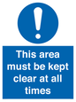 MA237: this area must be kept clear at all times
