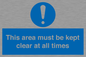 MA237: this area must be kept clear at all times