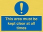 MA237: this area must be kept clear at all times