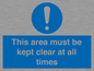 MA237: this area must be kept clear at all times
