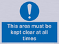 MA237: this area must be kept clear at all times
