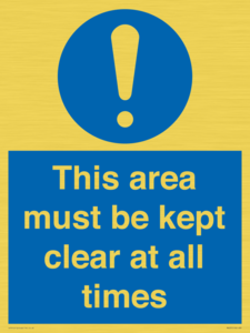 MA237: this area must be kept clear at all times
