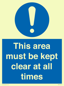 MA237: this area must be kept clear at all times