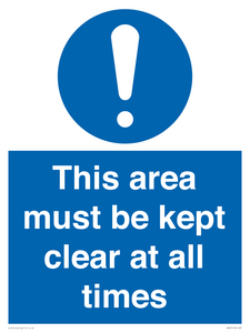 MA237: this area must be kept clear at all times