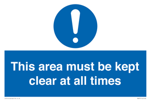 MA237: this area must be kept clear at all times