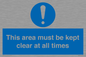 MA237: this area must be kept clear at all times