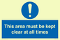 MA237: this area must be kept clear at all times