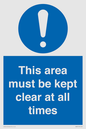 MA237: this area must be kept clear at all times