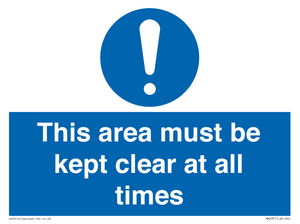 MA237: this area must be kept clear at all times