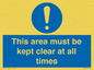 MA237: this area must be kept clear at all times
