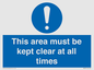 MA237: this area must be kept clear at all times