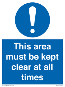 MA237: this area must be kept clear at all times
