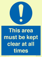 MA237: this area must be kept clear at all times