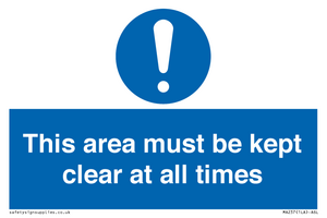 MA237: this area must be kept clear at all times