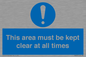 MA237: this area must be kept clear at all times