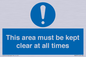 MA237: this area must be kept clear at all times