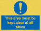 MA237: this area must be kept clear at all times