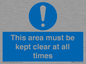 MA237: this area must be kept clear at all times