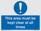 MA237: this area must be kept clear at all times