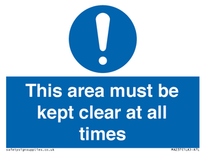 MA237: this area must be kept clear at all times