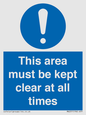 MA237: this area must be kept clear at all times