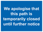 MA5962: We apologise that this path is temporarily closed until further notice