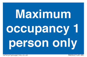 MA6044: Maximum occupancy 1 person only