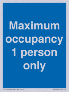 MA6044: Maximum occupancy 1 person only