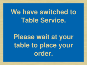 MA6133: We have switched to Table Service.