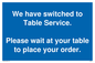 MA6133: We have switched to Table Service.