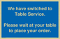 MA6133: We have switched to Table Service.