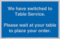 MA6133: We have switched to Table Service.