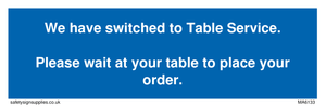 MA6133: We have switched to Table Service.