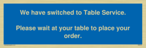 MA6133: We have switched to Table Service.