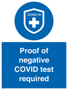 MA7046: Proof of negative COVID test required