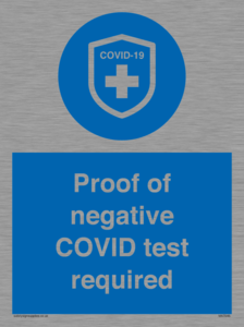 MA7046: Proof of negative COVID test required