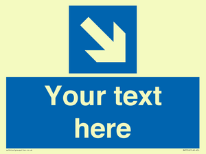 MA7916: Custom Directional signage blue down right arrow
