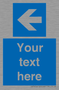 MA7919: Custom Directional signage blue up left arrow