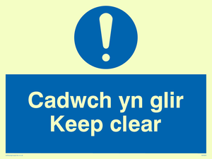 MA929: cadwch yn glir / keep clear - safety sign