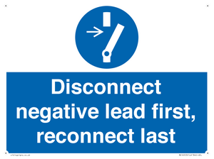 ME16553: Disconnect negative lead first, reconnect last