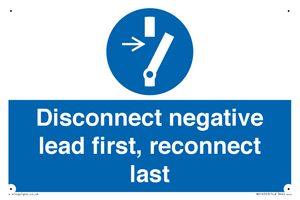 ME16553: Disconnect negative lead first, reconnect last