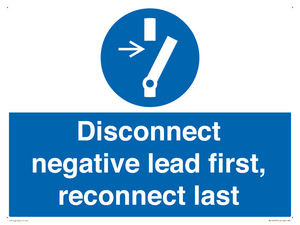ME16553: Disconnect negative lead first, reconnect last