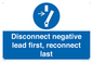 ME16553: Disconnect negative lead first, reconnect last